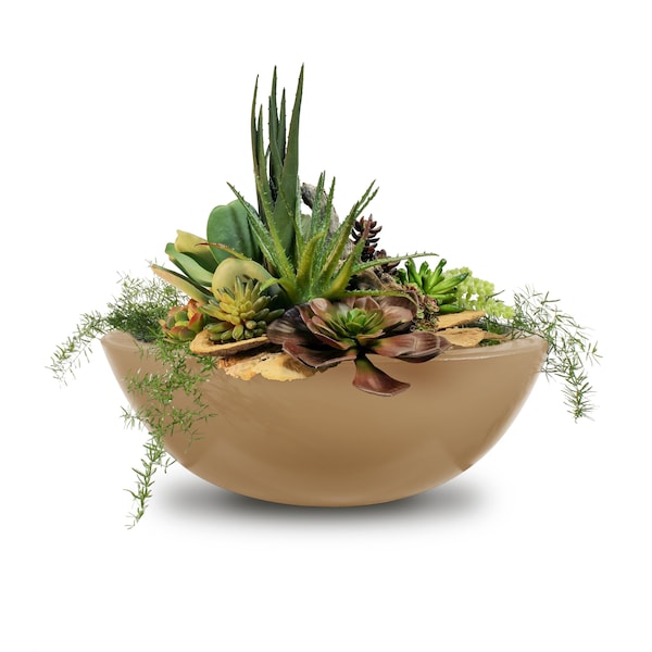 The Outdoor Plus 33 Round Sedona Planter Bowl - GFRC Concrete - Brown - OPT-33RP-BRN - main